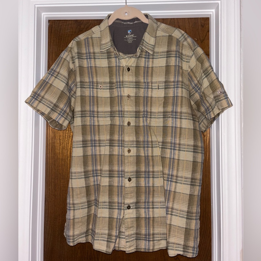 Kuhl Tan and Gray Plaid Shirt